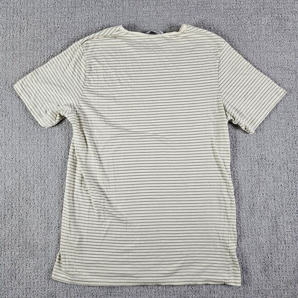 Zara Shirt Womens Large Off White Short Sleeve Basic Crew Neck Striped Ladies - Picture 2 of 8